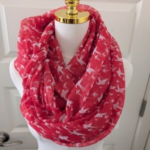 TASHA Infinity Scarf Pink and White Bird Pattern